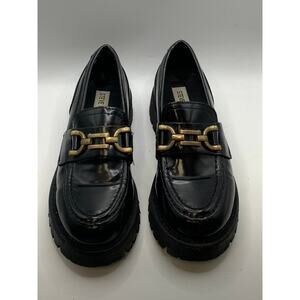 STEVE MADDEN Women's Black Patent Leather Lyanna Loafers SZ 5.5